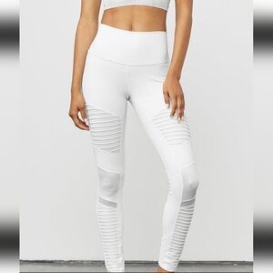 Alo Yoga White Moto Leggings (High Waisted)